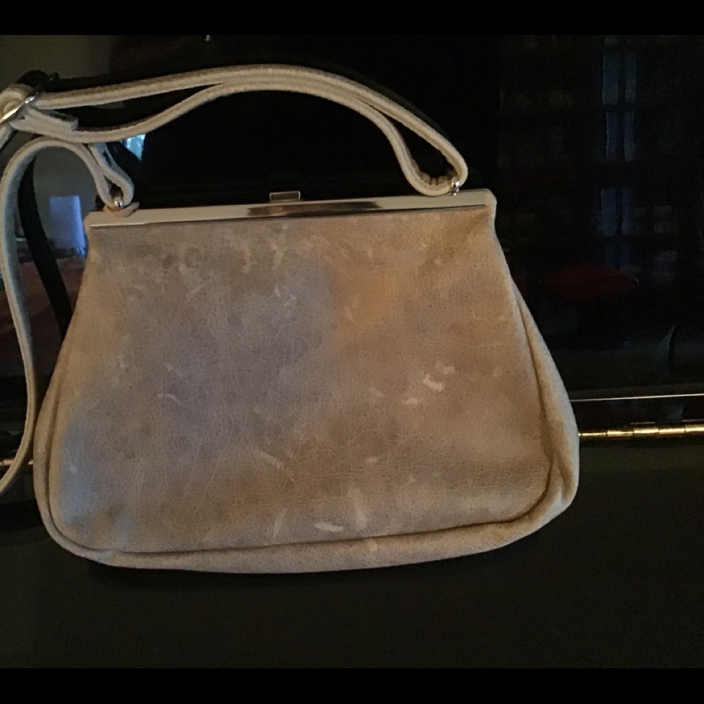 Handmade German kiss lock taupe purse